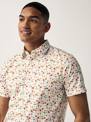 White/Multicoloured Cocktail Regular Fit Printed Short Sleeve Shirt - Image 4 of 7