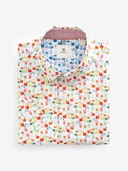 White/Multicoloured Cocktail Regular Fit Printed Short Sleeve Shirt - Image 5 of 7