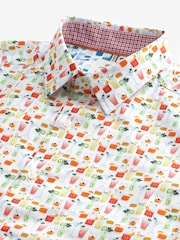 White/Multicoloured Cocktail Regular Fit Printed Short Sleeve Shirt - Image 6 of 7