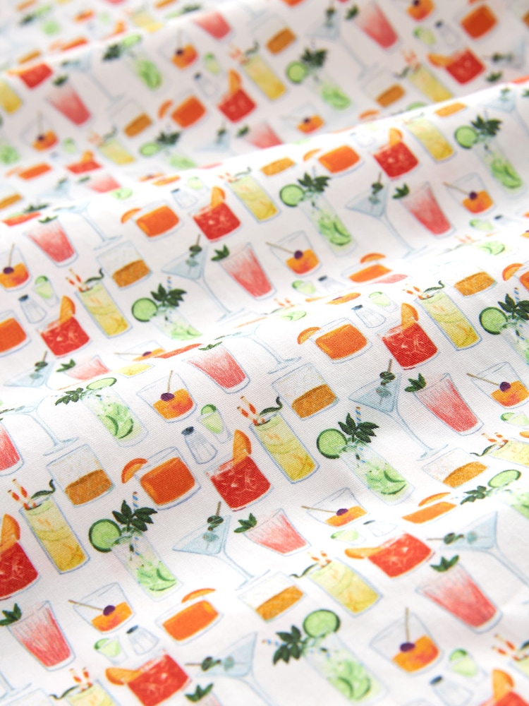 White/Multicoloured Cocktail Regular Fit Printed Short Sleeve Shirt - Image 7 of 7