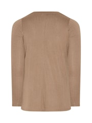 Yours Curve Brown Pointelle Henley Top - Image 6 of 6