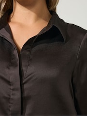Yours Curve Brown London Satin Open Collar Shirt - Image 4 of 6