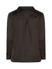 Yours Curve Brown London Satin Open Collar Shirt - Image 6 of 6