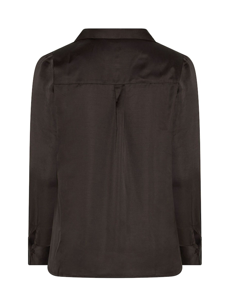 Yours Curve Brown London Satin Open Collar Shirt - Image 6 of 6
