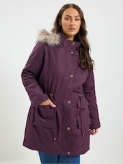 레드 - Yours Curve Faux Fur Parka Coat - 6의 이미지 1