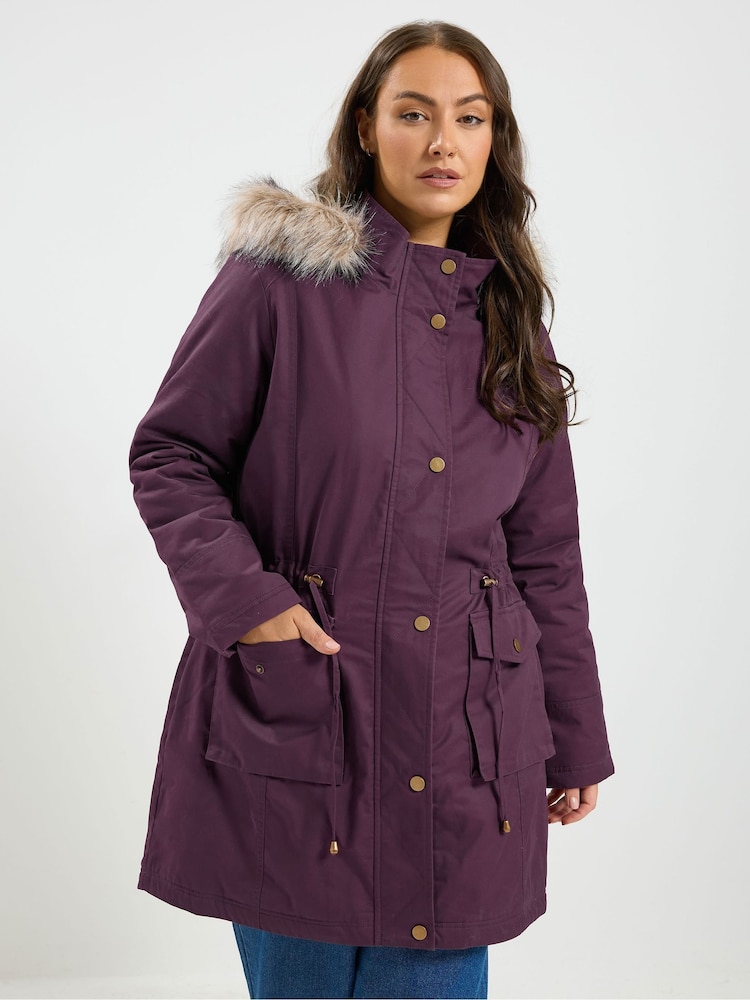 레드 - Yours Curve Faux Fur Parka Coat - 6의 이미지 1