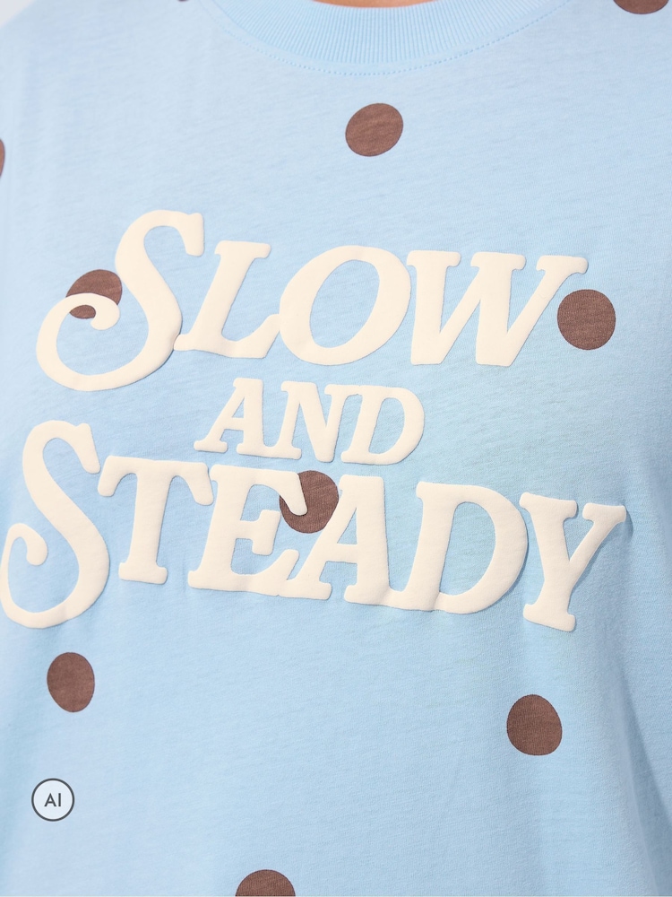 تيشرت Limited Slow & Steady بنقشة بولكا دوت من Yours Curve - صورة 6 من 6