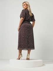 Yours Curve Brown London Puff Sleeve Shirt Dress - Image 3 of 6