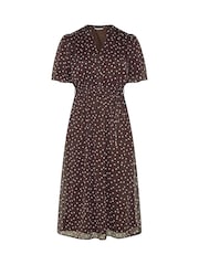 Yours Curve Brown London Puff Sleeve Shirt Dress - Image 5 of 6