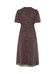 Yours Curve Brown London Puff Sleeve Shirt Dress - Image 6 of 6