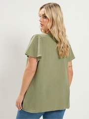 Yours Curve Green Linen Blouse - Image 3 of 6