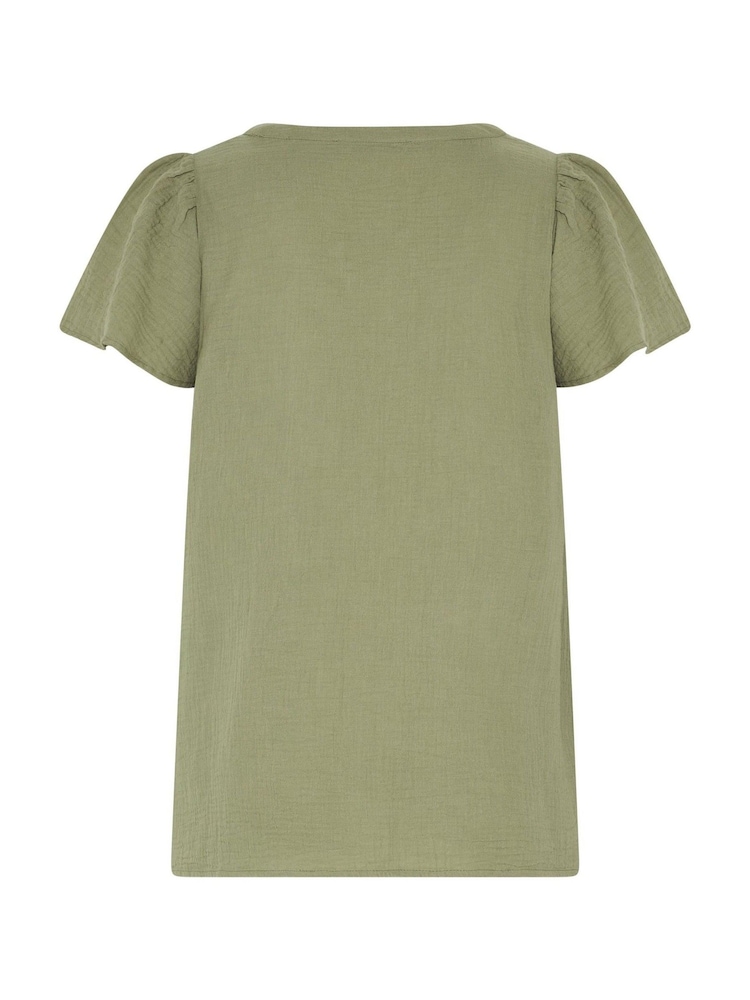 Yours Curve Green Linen Blouse - Image 6 of 6