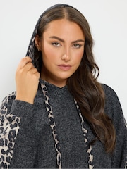 Yours Curve Grey Leopard Print Hoodie - Image 4 of 6