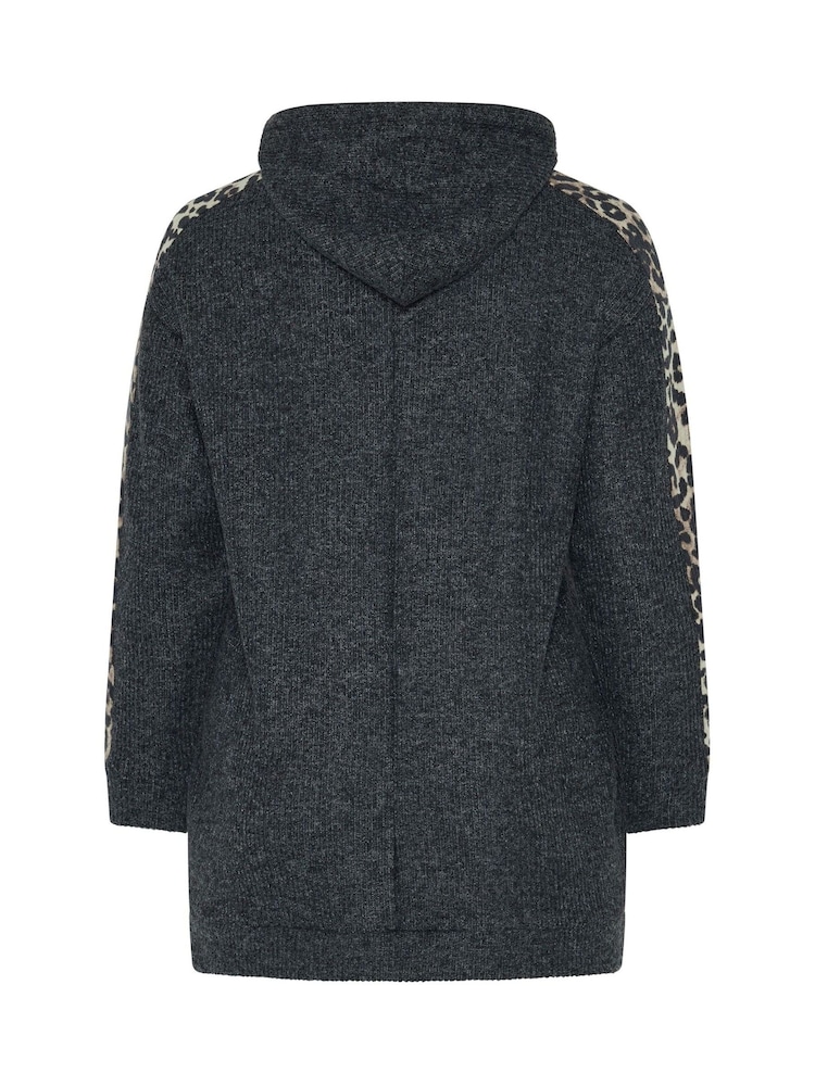 Yours Curve Grey Leopard Print Hoodie - Image 6 of 6 Yours Curve Grey Leopard Print Hoodie - Image 6 of 6