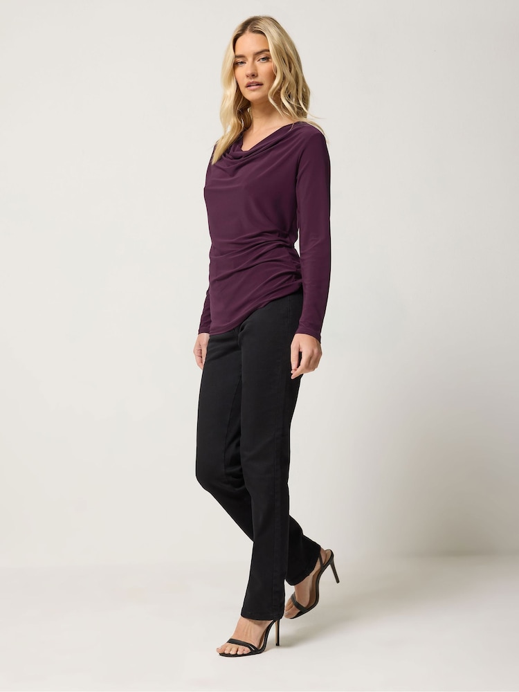 M&Co Purple Cowl Long Sleeve Top - Image 2 of 6