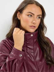 Μωβ - Yours Curve Funnel Neck PU Jacket - Εικόνα 4 του 6