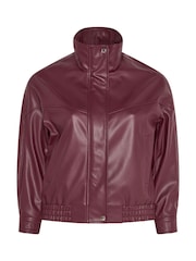 Μωβ - Yours Curve Funnel Neck PU Jacket - Εικόνα 5 του 6