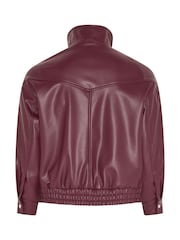 Μωβ - Yours Curve Funnel Neck PU Jacket - Εικόνα 6 του 6
