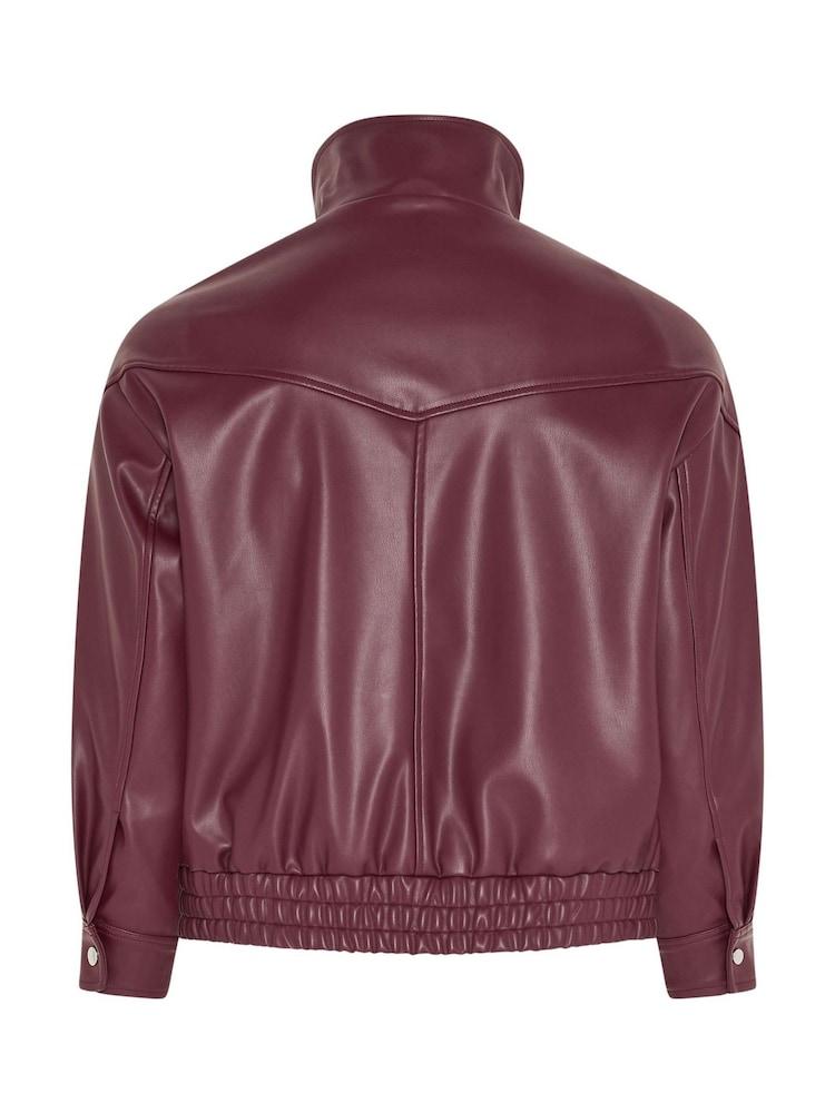 Μωβ - Yours Curve Funnel Neck PU Jacket - Εικόνα 6 του 6