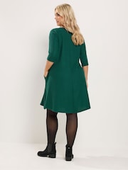 Yours Curve Green Soft Touch Drape Pocket Dress - Image 4 of 7