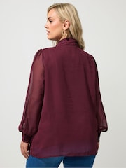 Yours Curve Red London Dramatic Side Bow Blouse - Image 3 of 6