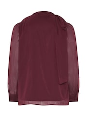 Yours Curve Red London Dramatic Side Bow Blouse - Image 6 of 6