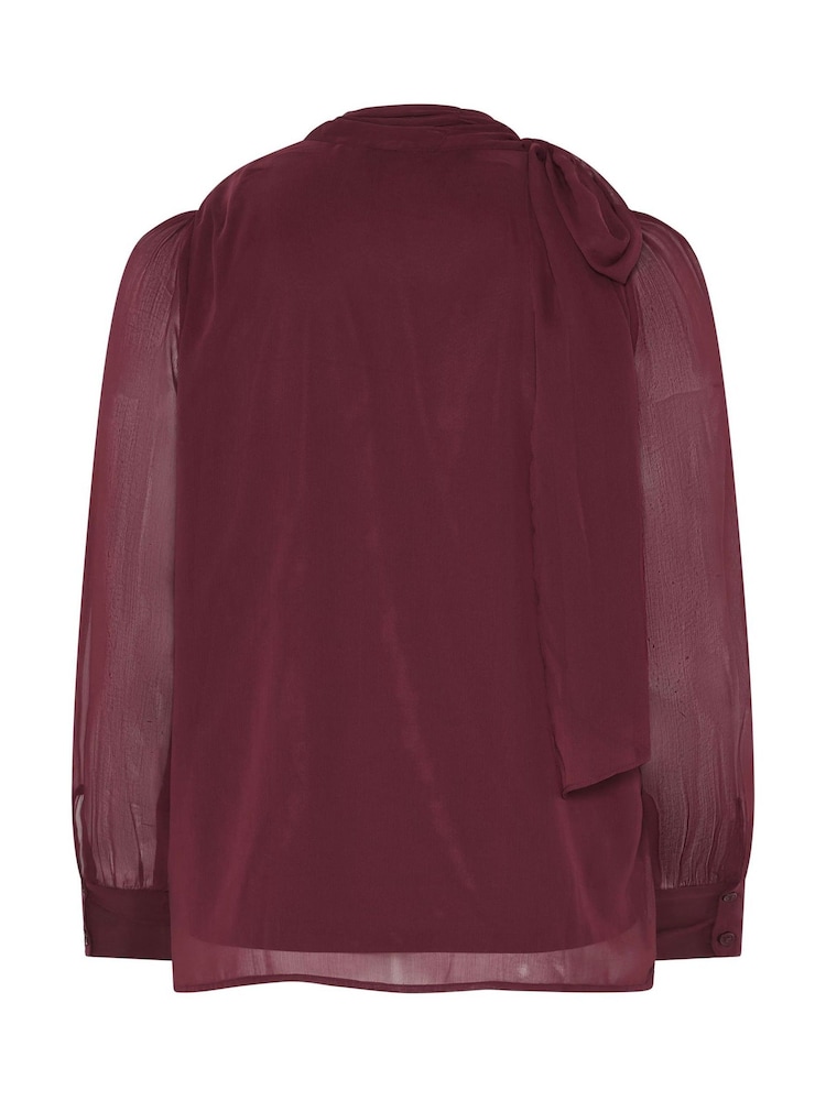 Yours Curve Red London Dramatic Side Bow Blouse - Image 6 of 6 Yours Curve Red London Dramatic Side Bow Blouse - Image 6 of 6