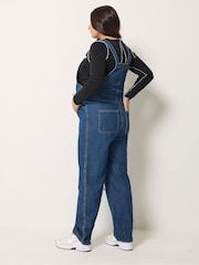 Long Tall Sally Blue Maternity Relaxed Dungarees - Image 3 of 6