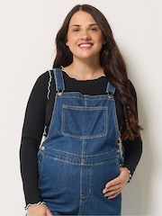 Long Tall Sally Blue Maternity Relaxed Dungarees - Image 4 of 6