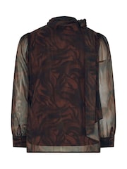 Yours Curve Brown Zebra Print London Dramatic Side Bow Blouse - Image 6 of 6