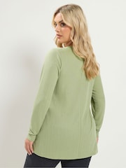 Yours Curve Green Pointelle Henley Top - Image 3 of 6