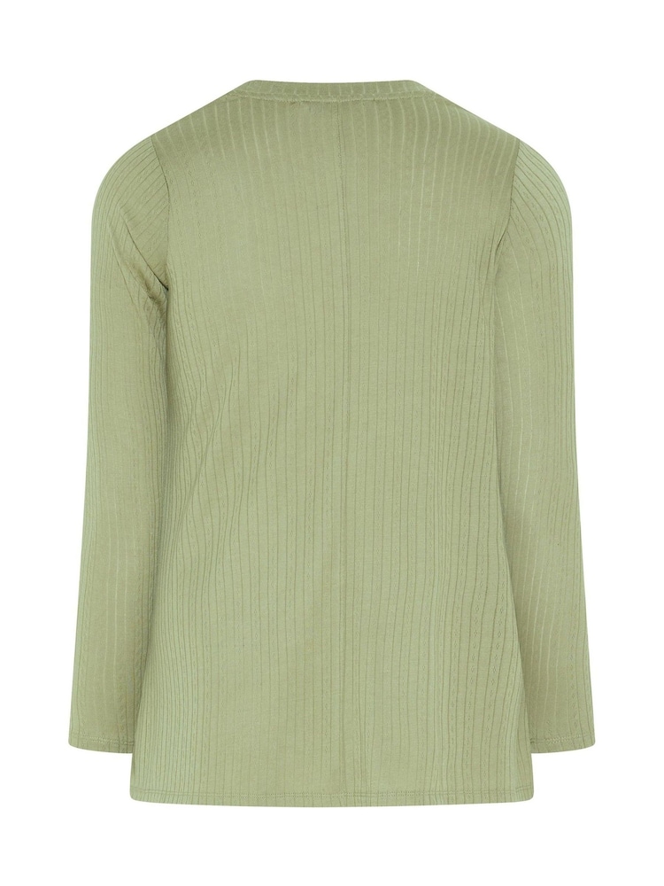 Yours Curve Green Pointelle Henley Top - Image 6 of 6