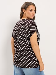 Yours Curve Brown Tie Side Stripe T-Shirt - Image 3 of 6
