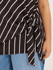 Yours Curve Brown Tie Side Stripe T-Shirt - Image 4 of 6