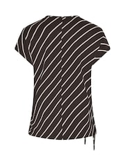 Yours Curve Brown Tie Side Stripe T-Shirt - Image 6 of 6