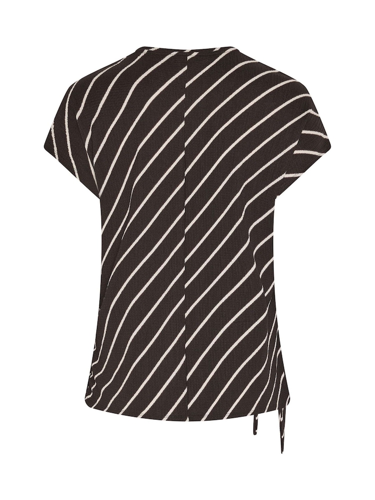 Yours Curve Brown Tie Side Stripe T-Shirt - Image 6 of 6