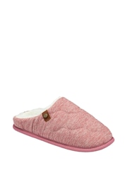 Dunlop Pink Ladies Closed Toe Quilted Mule Slippers - Image 1 of 4