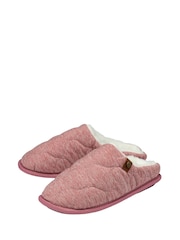 Dunlop Pink Ladies Closed Toe Quilted Mule Slippers - Image 2 of 4