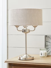 Brushed Chrome Burford 3 Light Table Lamp - Image 1 of 7