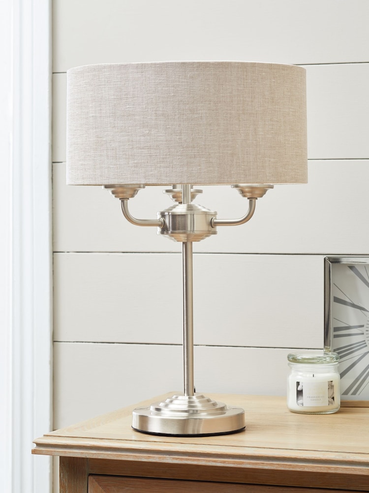 Brushed Chrome Burford 3 Light Table Lamp - Image 1 of 7