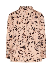 Yours Curve Brown Spot Deer Print London Satin Open Collar Shirt - Image 6 of 6