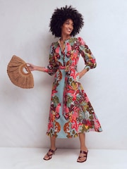 Boden Blue Ava Linen Blend Midi Dress - Image 1 of 4