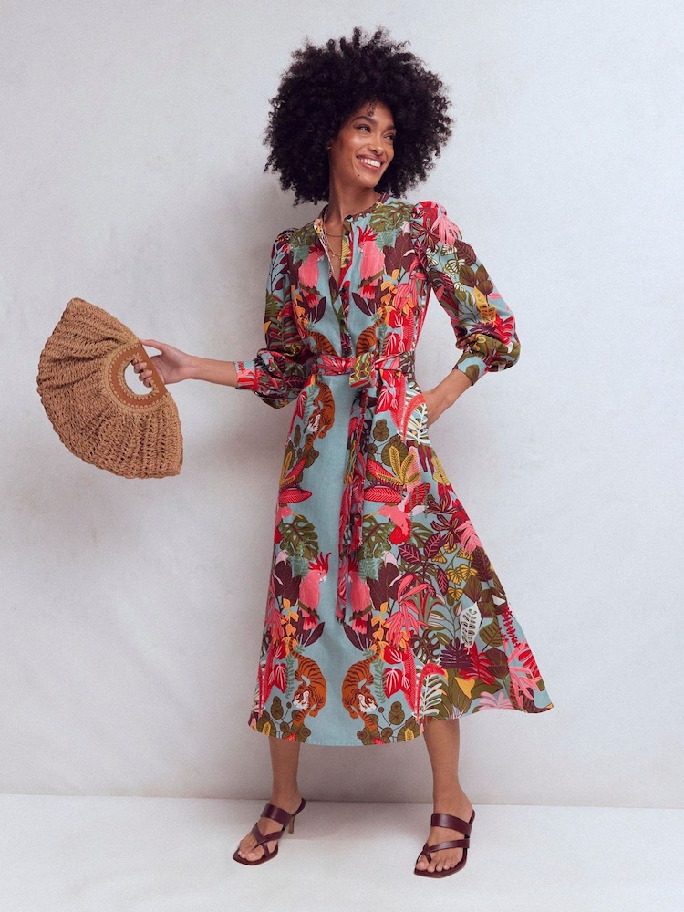 Boden Blue Ava Linen Blend Midi Dress - Image 1 of 4