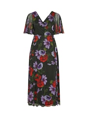 Yours Curve Black London Floral Wrap Maxi Dress - Image 5 of 6