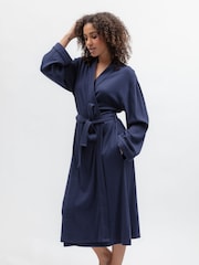 Cyberjammies Blue Ribbed Jersey Long Dressing Gown - Image 1 of 3