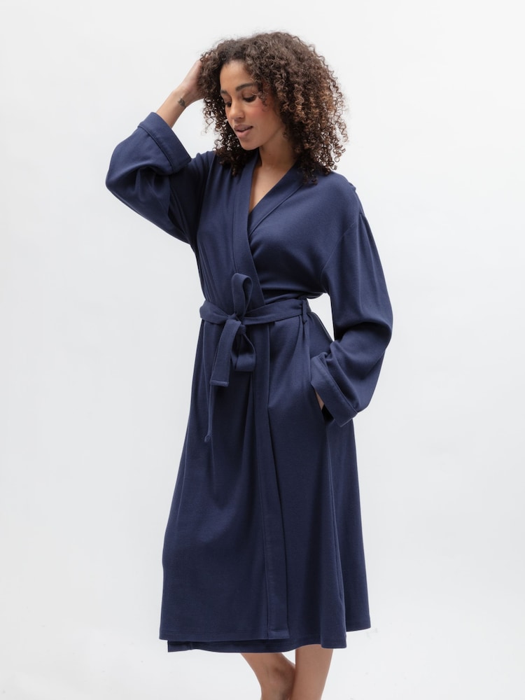 Cyberjammies Blue Ribbed Jersey Long Dressing Gown - Image 1 of 3