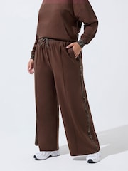 Yours Curve Brown Limited Leopard Stripe Joggers - Image 1 of 7