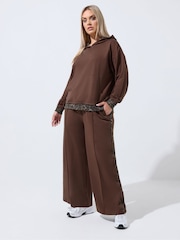 Yours Curve Brown Limited Leopard Stripe Joggers - Image 3 of 7