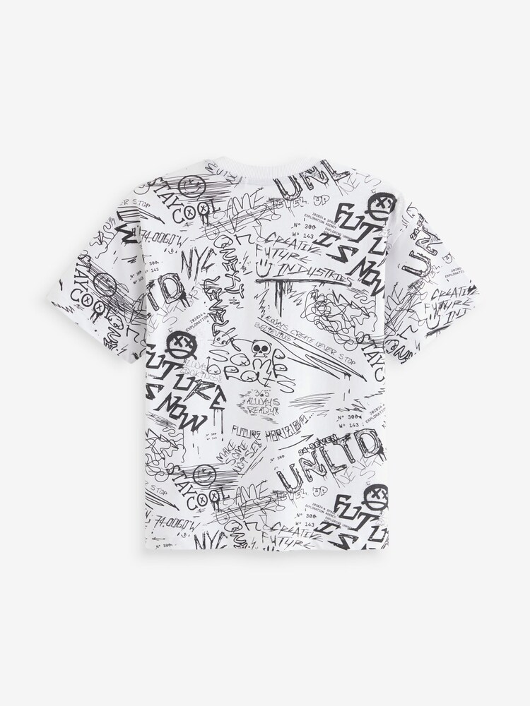 White Graffiti Short Sleeve Graphic T-Shirt (3-16yrs) - Image 2 of 2