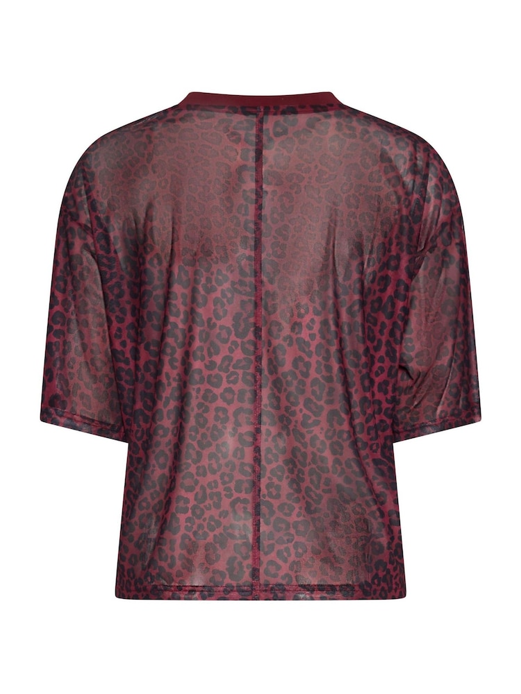 Yours Curve Red Limited Leopard Mesh Boxy T-Shirt - Image 6 of 6 Yours Curve Red Limited Leopard Mesh Boxy T-Shirt - Image 6 of 6